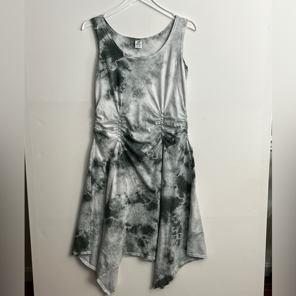 MAGDALENA cotton tie dye tank dress handkerchief hem size XL